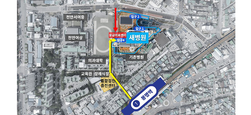 지하철 오시는길 약도,지하철 1호선 봉명역(순천향대학교 부속 천안병원)에서 하차 후 2번 출구에 위치해 있음.(모니터 해상도 1000px이상 1200px 미만일때 사용하는 이미지)