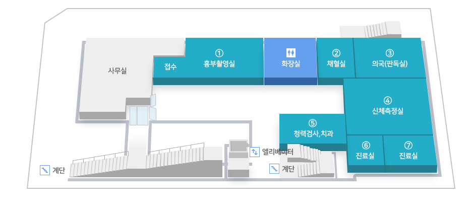 병원시설안내, 항설교육관 2F 도면입니다.