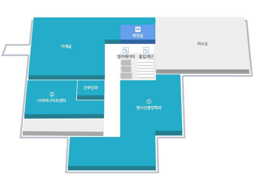 병원시설안내, 모자 보건센터 B2F 도면입니다.