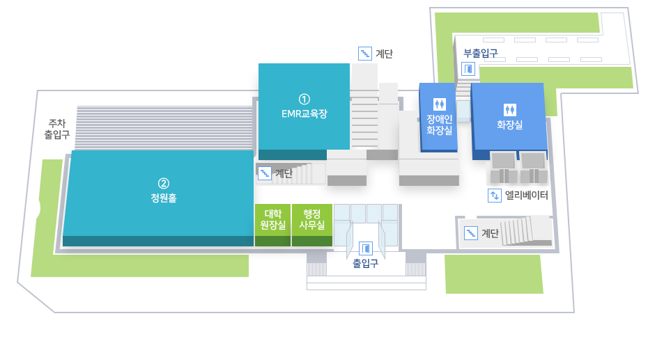 병원시설안내, 신관 1F 도면입니다.