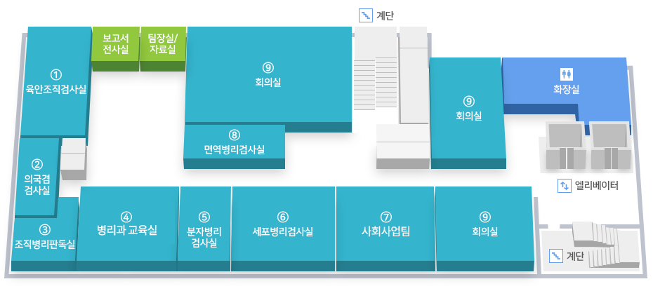 병원시설안내, 신관 2F 도면입니다.