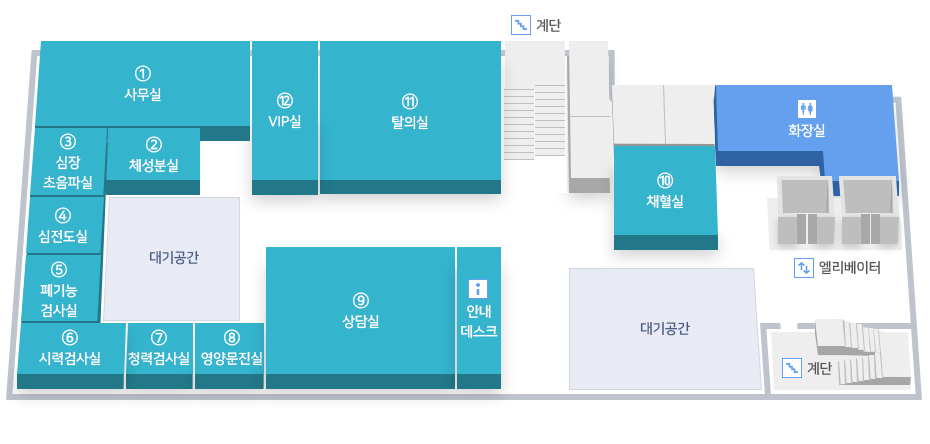 병원시설안내, 신관 6F 도면입니다.