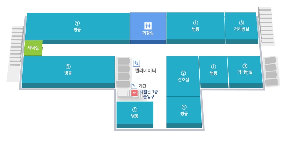 병원시설안내, 서별관 6F 도면입니다.