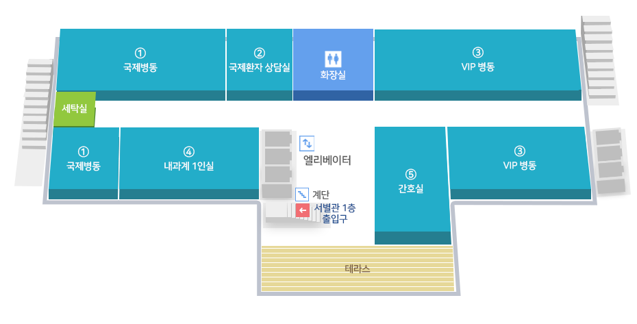 병원시설안내, 서별관 7F 도면입니다.