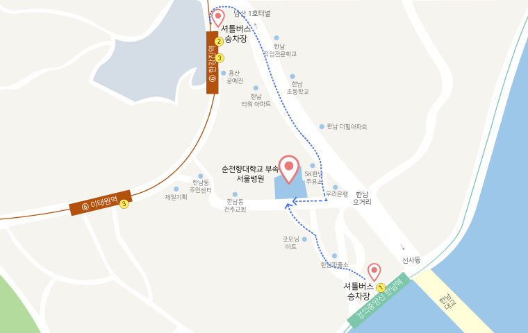 셔틀버스 오시는길 약도