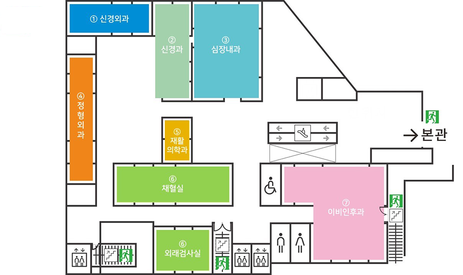 병원시설안내 2F 신관도면 입니다.